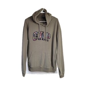 Gap Hoodie Size M Spellout Long Sleeves Pull Over Pocket Army Green Preppy Soft